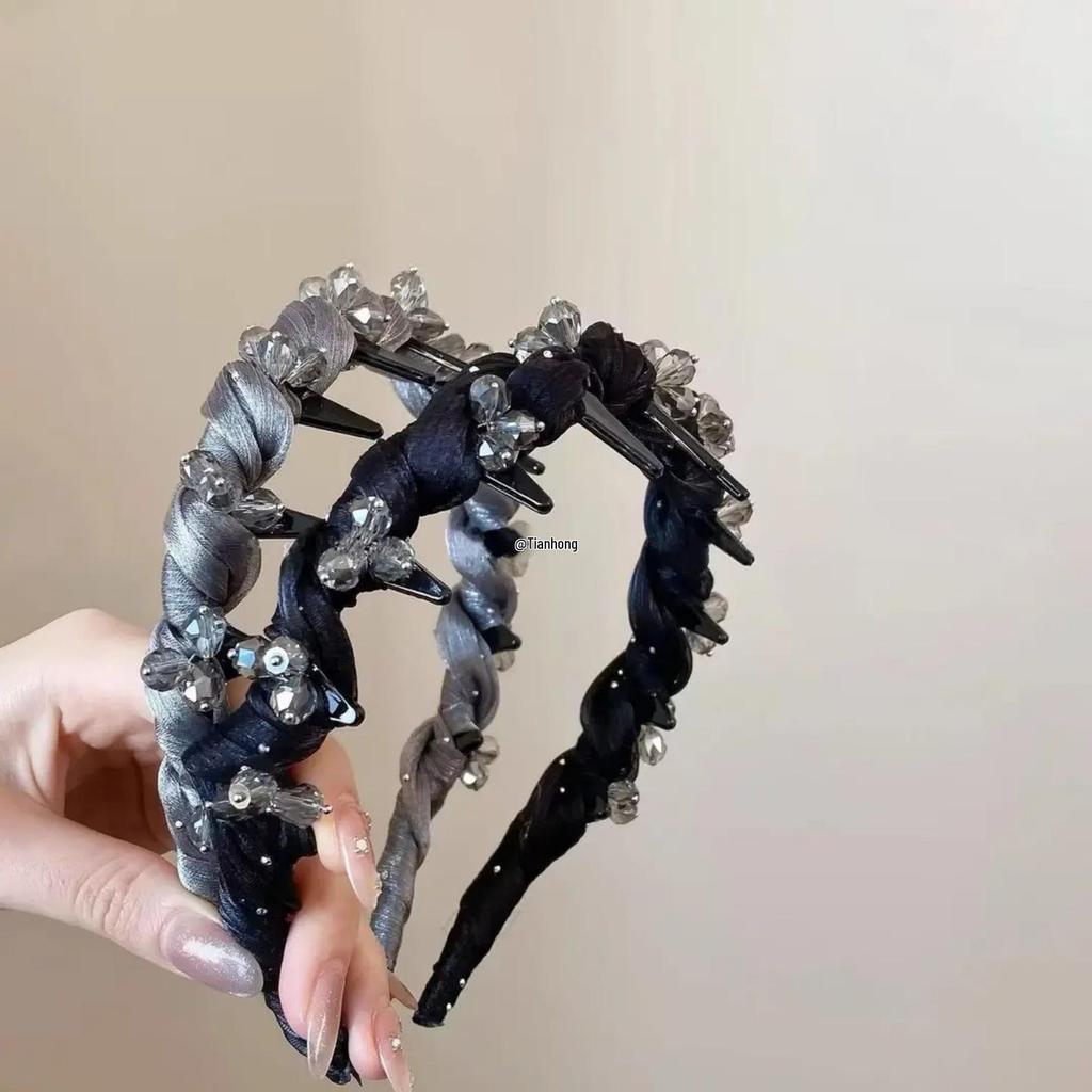 Корейская повязка на голову со стразами: Элегантная марлевая накидка класса люкс для женщин