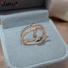 Kinel Double Layer Rose Gold Rings For Women Individuality Pendant Ring