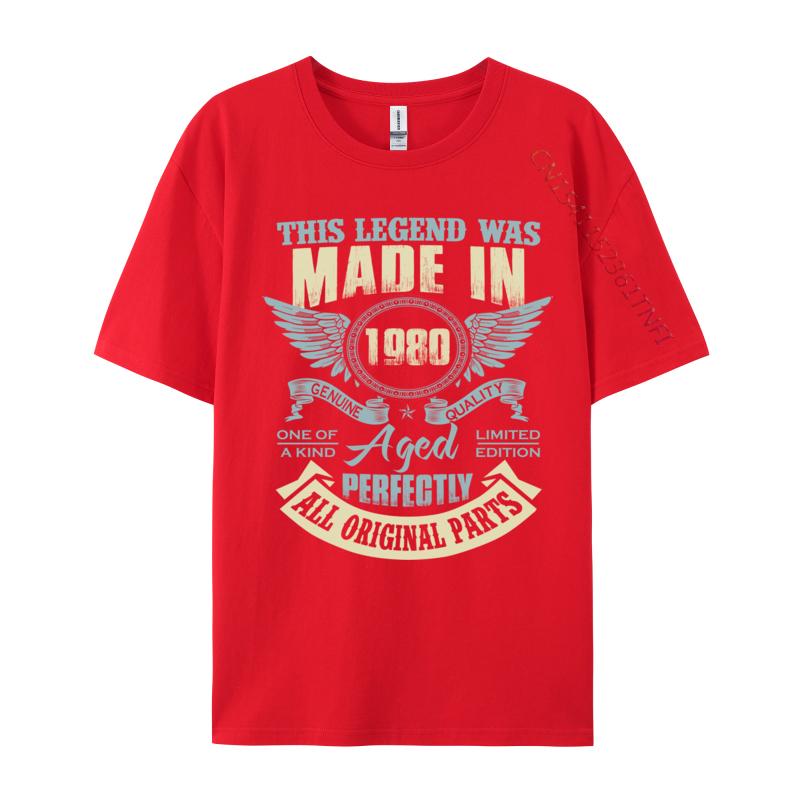 Unisexs T Shirt 43rd Birthday Legend Made In 1980 Tshirts Funny Tshirts Cotton Clothing Shirt Vintage Printed Tshirts
