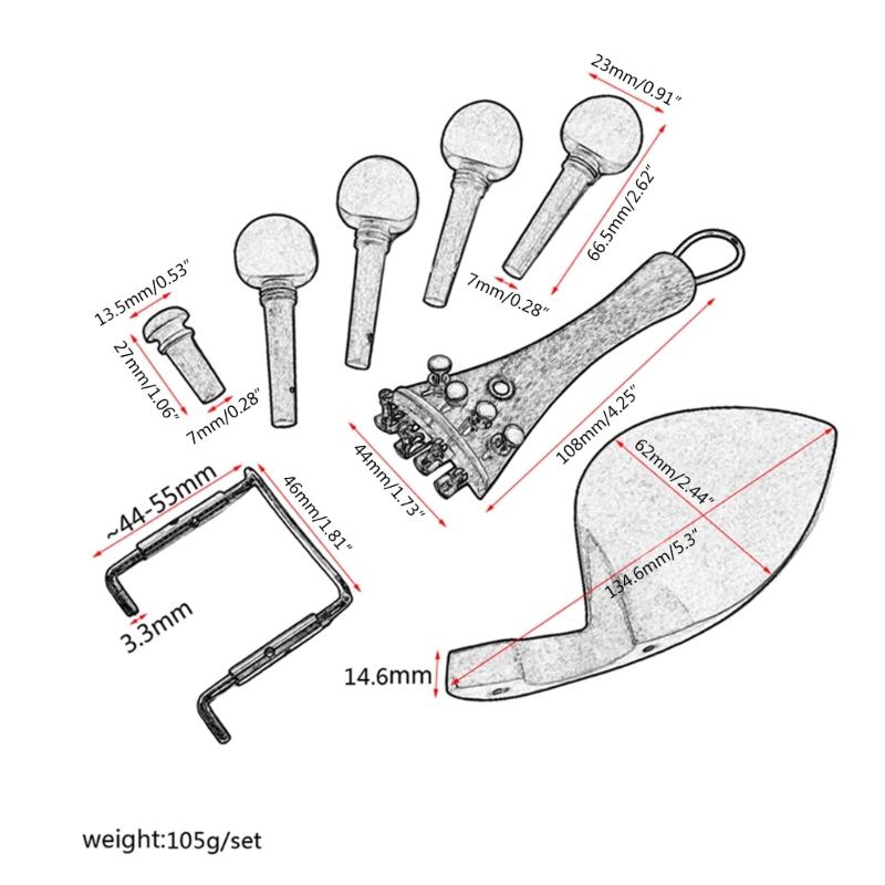 Подбородник Смычок Струнодержатель Колки Черный Подбородник для 4/4 Скрипки Замена