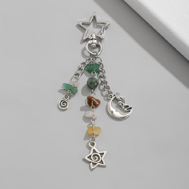 Модный Неправильный Камень Брелок Цветные Бусины Брелок со Звездами Луной Солнцем Подвеска Легкий Ключевой Аксессуар