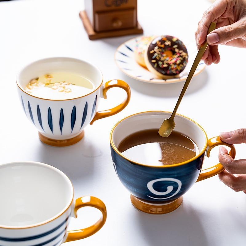 Coffee Mugs Ocean Wind Hand Kneading Ceramic Milk Cup Blue & White Eco Friendly Mugs Coffee Cups Tumbler Cup Kawaii Mug Cute Cup