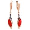 Серьги-подвески цвета розового золота для женщин, модные красные с синими натуральными цирконами, аксессуары, повседневные изысканные украшения
