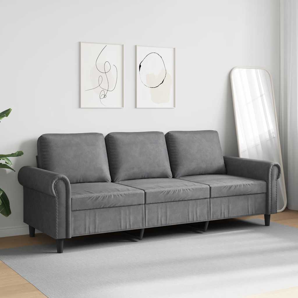 3 Seater Sofa Dark Grey 180 cm Velvet