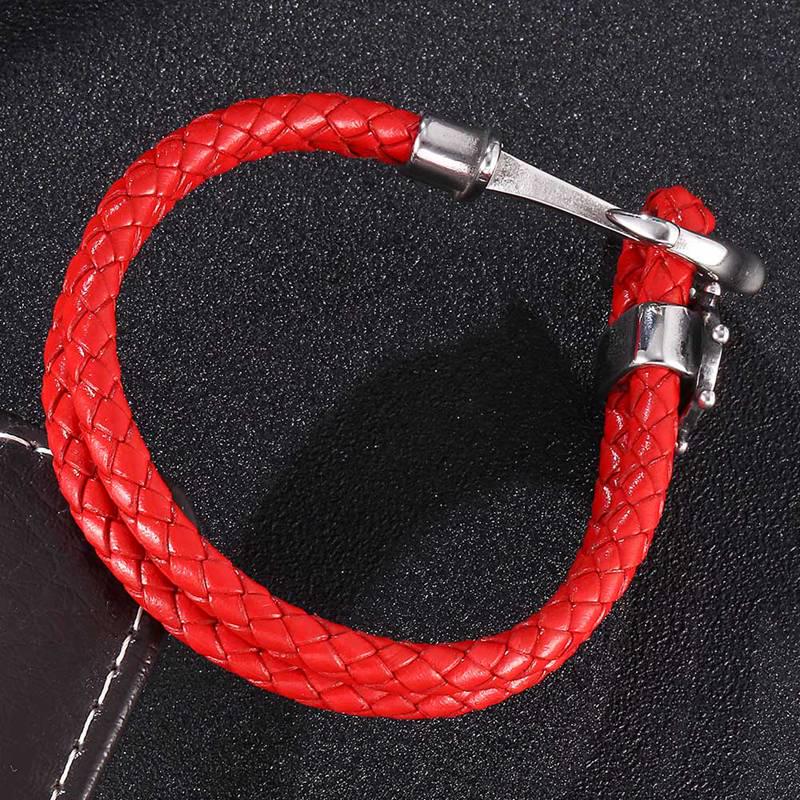 Новый красный кожаный браслет мужской ювелирный модный браслет якорь шарм подарок на день рождения