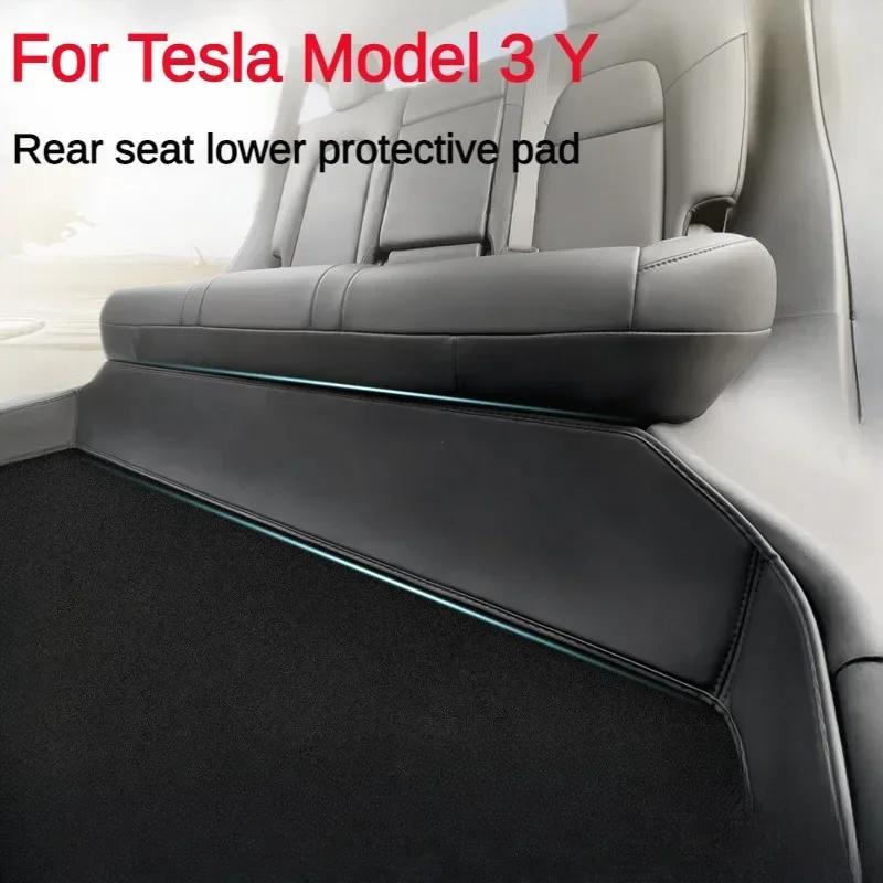 Rear Seat Lower Protective Mat for Tesla Model 3 Y Full Surround Cushion Protector Anti-Dirty Kick Pad Leather Car Accessories