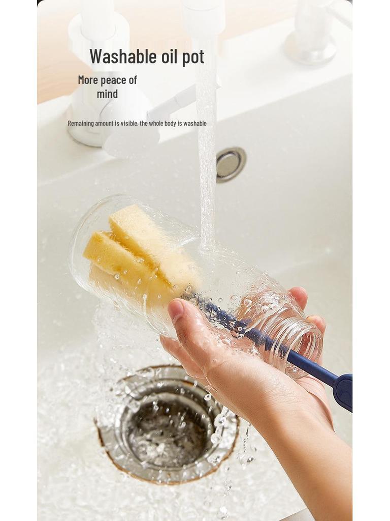 Автоматический герметичный стеклянный масляный горшок для кухни - Открывающийся/закрывающийся носик с ненавесным дизайном, подходит для масла, уксуса, соевого соуса и приправ.