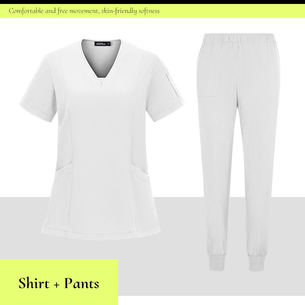 Детская больница Быстросохнущий костюм-скраб с V-образным вырезом - Комплект из двух предметов с коротким рукавом