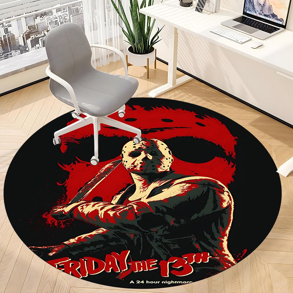 1pcFriday the 13th Office Round Area Rug, Indoor Mat Suitable For Office, Bedroom Living Room Home Decor, Room Deco, Offic a0928142