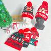 LED Light Christmas Cartoon Wool Hat with Pompon