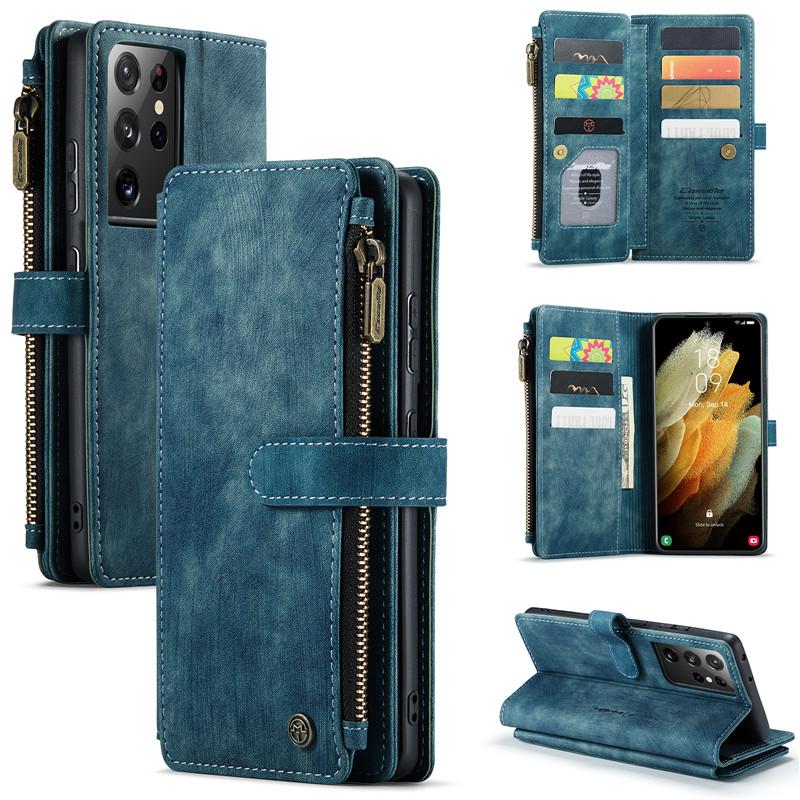 CaseMe Кошелек на молнии с отделениями для карт для Samsung Galaxy A17 5G A37 A57 A56 A36 A16 A55 A35 A25 A15 A54 A34 A14 A53 A33 A13 A52 A51 Флип-чехол из кожи для телефона