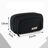 Large capacity pencil case with 3 compartments multiple slots pencil case school office stationery storage black