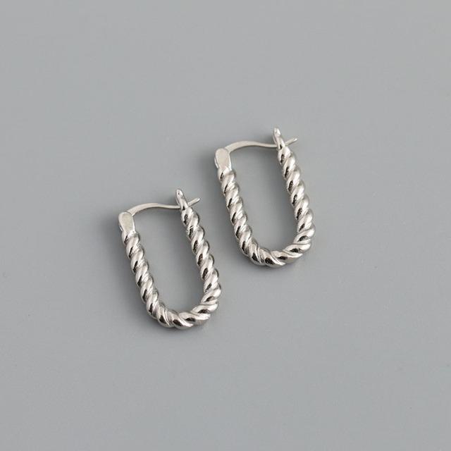 ANENJERY U-образные серьги для женщин, простые французские серьги-кольца из витой веревки, букле д'орей, серебристого цвета