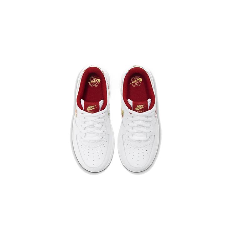 Nike Nike Air Force 1 CNY Устойчивые к истиранию Низкие Детские Кроссовки для Скейтбординга Помощь Белый Дети Возраст 3-7 Лет CU2981-191