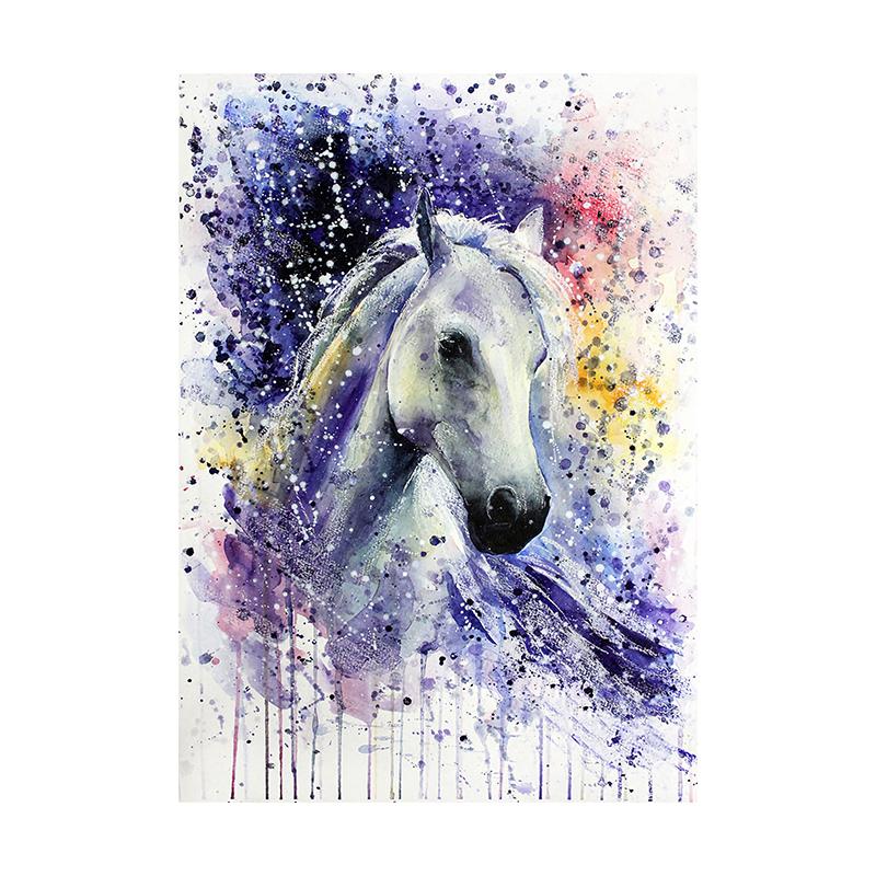 Лошадь, акварельная живопись, современное настенное искусство, холст с принтом, постер, яркая красочная картина с животным для гостиной, домашний декор, Cuadros