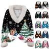 Women's Sweatshirt Long Sleeve Christmas Print Plush Collar V-Neck Pullover Top