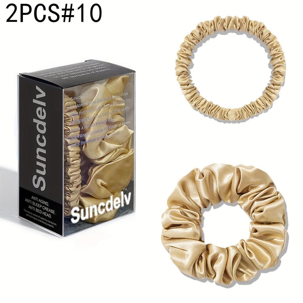 2 шт. 100% натуральный шелк однотонные резинки для волос высокого качества резинки для волос 22Momme женские большие повязки для волос аксессуары для волос маленькие+большие
