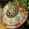 Lion Face Shield: 18-Gauge Steel, Battle-Worn Warrior Costume