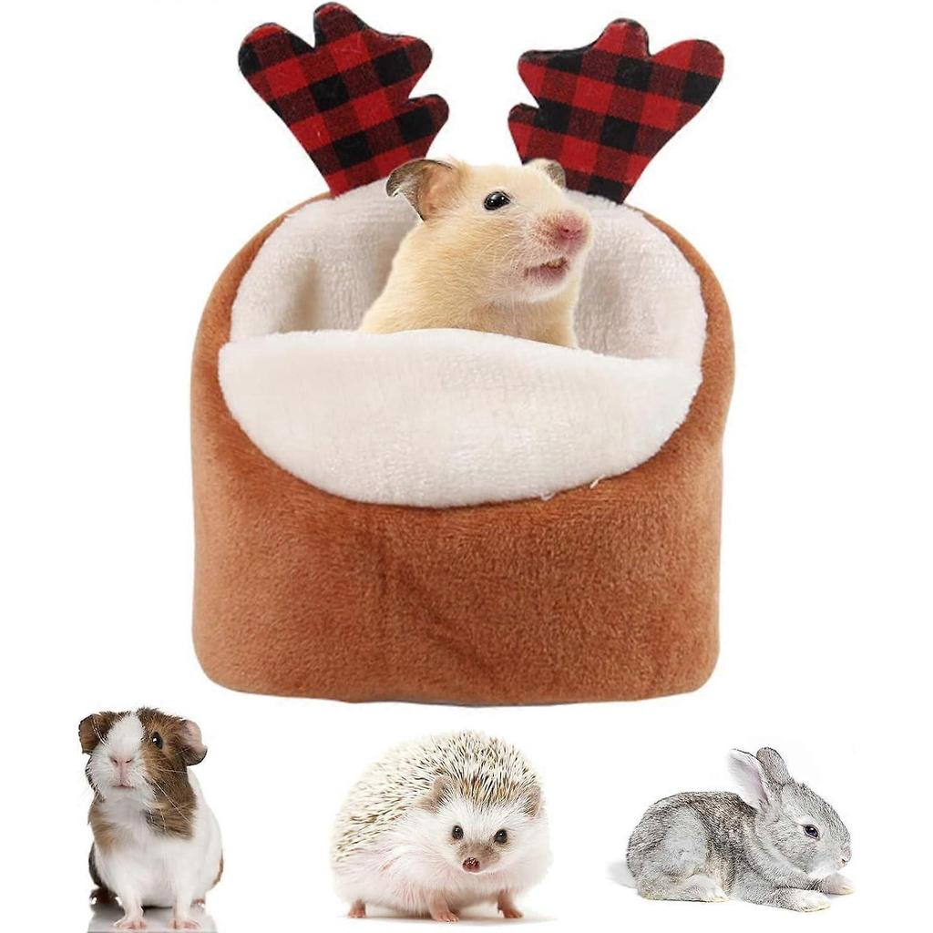Guinea Pig Bed,Warm Hamster Bed Cozy Pet House with Soft Removable Cushion Hideout Cage Winter Nest Accessories for Small Animals Rabbit Ferret Hedgeh