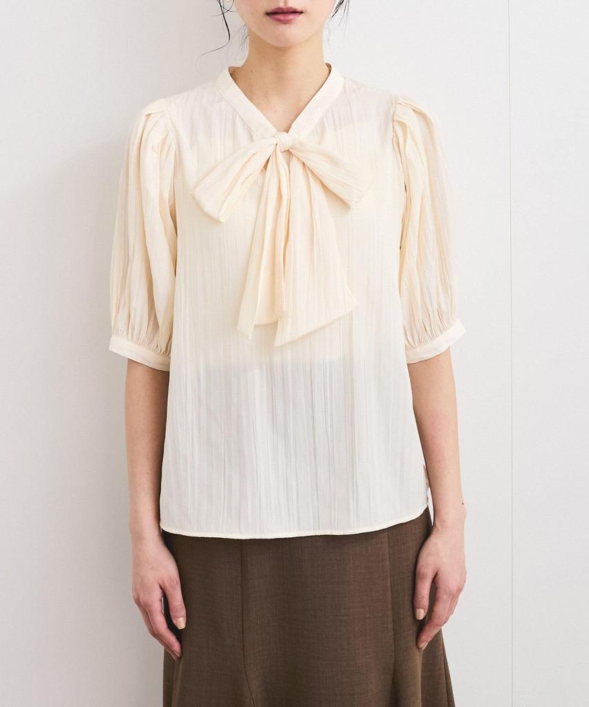 Bis Balloon Sleeve Beige Women's 2-Way Blouse,