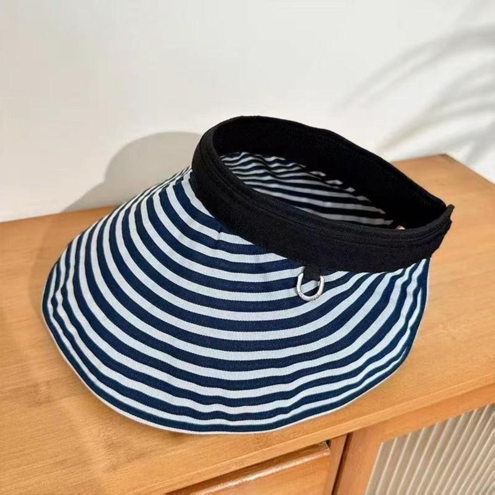 Wide Brim Sun Protection Cap Foldable Striped Headband Stripe Empty Top Hat Beach Holiday