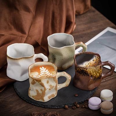 Японская простая керамическая кофейная чашка, Креативная кружка, обожженная в печи, Ретро-керамическая чашка, Используется дома, в офисе, Чашка для завтрака