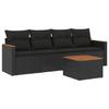 VidaXL Salon de Jardin avec Coussins 5 pcs, Canapés de Terrasse, Ensemble de Meubles de Patio, Mobilier d'Extérieur, Noir 3258177