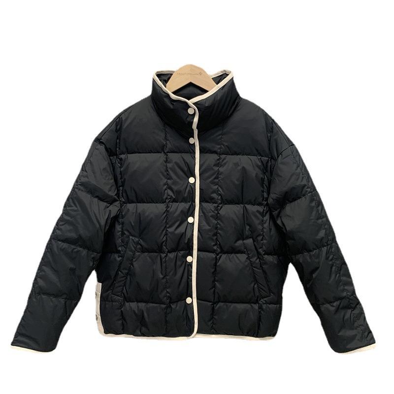 Пуховик женский короткий 2024 новый укороченный корейский вариант легкий и тонкий воротник стойка свободный однобортный маленький 90-флисовый жакет