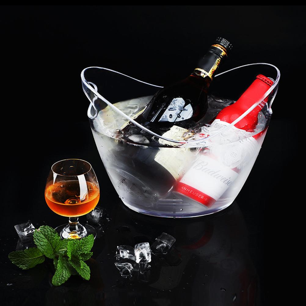 Clear Plastic Ice Bucket 4L Storage Holder for Wine Champagne and Beer Bottles
