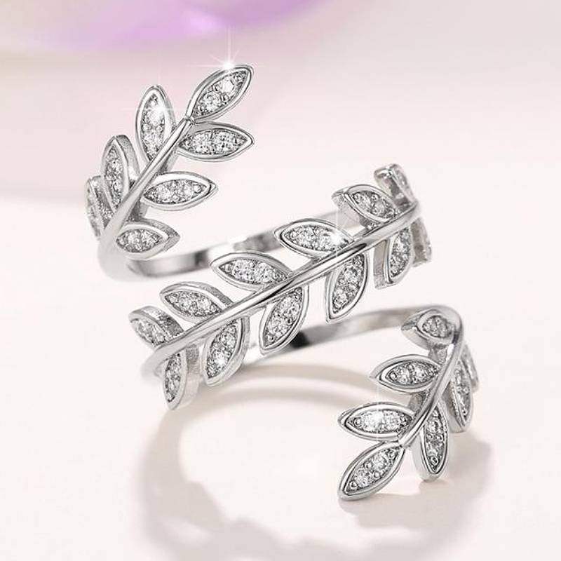 Xiaomi Huitan Silver Color Women Ring Leaf Vine Design Fresh Style Party Wedding Trendy Accessories Elegant Versatile Jewelry Inlaid CZ