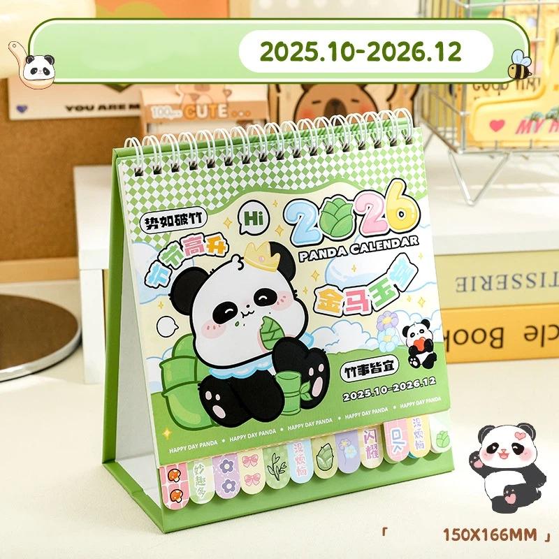 Hot Sale Portable Coil 2026 Desk Calendar Capybara/Panda Desktop Decor Mini Calendar Schedule Planner Office School Supply