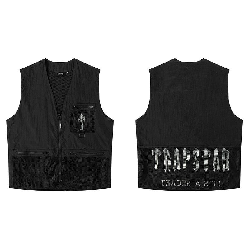Ретро хлопковая куртка Trapstar с воротником-стойкой и маленьким вышитым логотипом, синяя, свободного кроя для пар