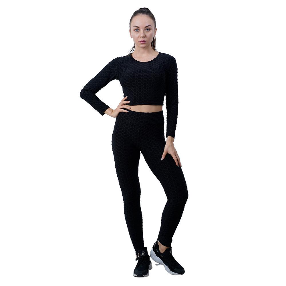 Европейский и американский женский комплект для йоги: Фитнес-одежда с высокой талией, с эффектом пуш-ап для ягодиц, персикового цвета