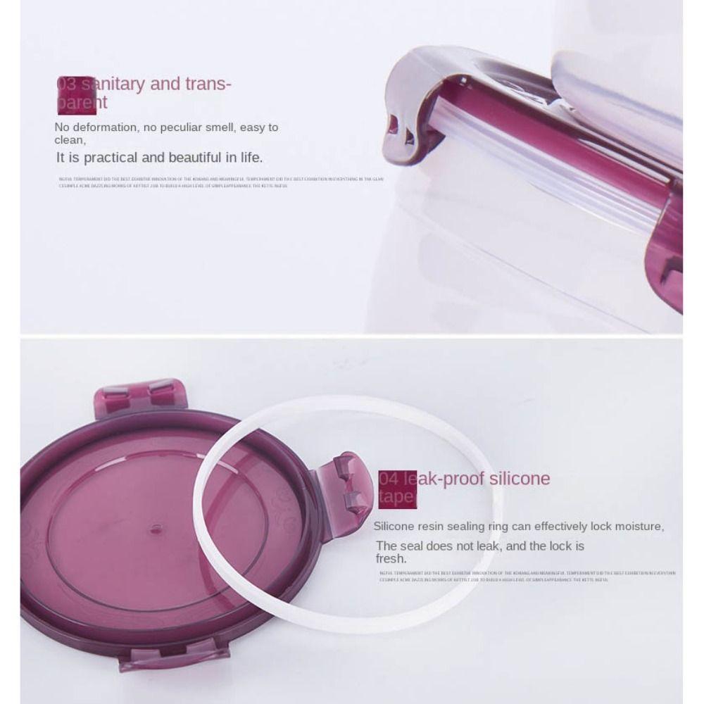 1/4Pcs with Lid Round Storage Box Plastic Microwave-heated Lunch Boxes Safe Trasparent Crisper