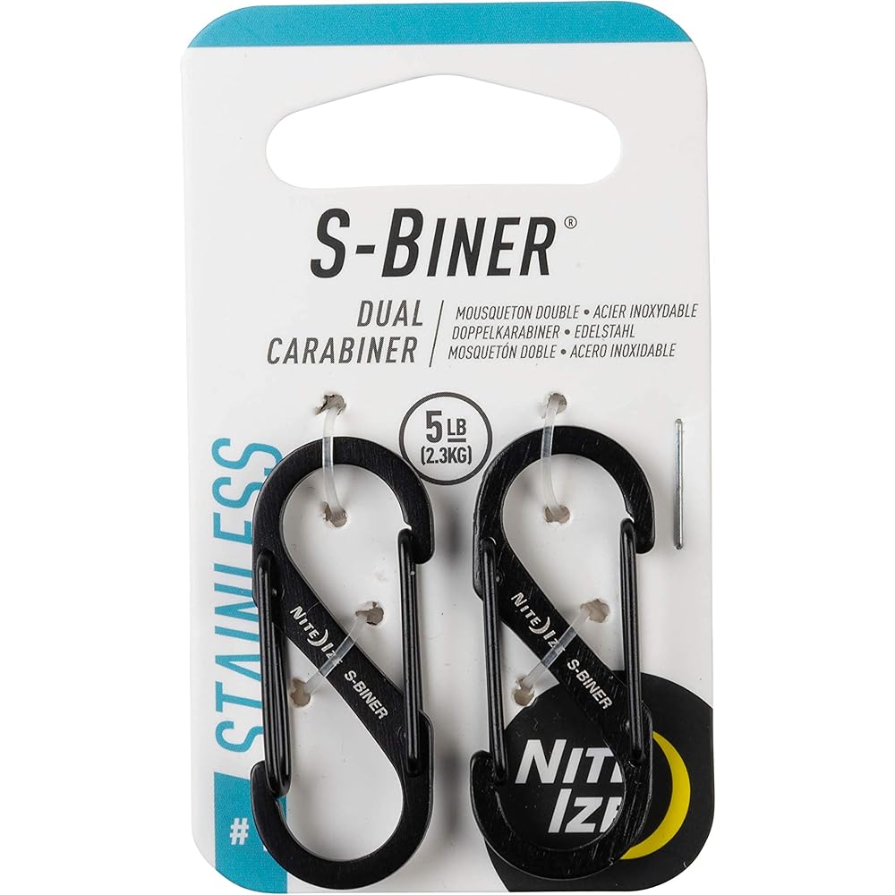Nite Ize S-Biner Нержавеющая сталь #1X2 Пара Черный титан Многоцелевые карабины-клипсы