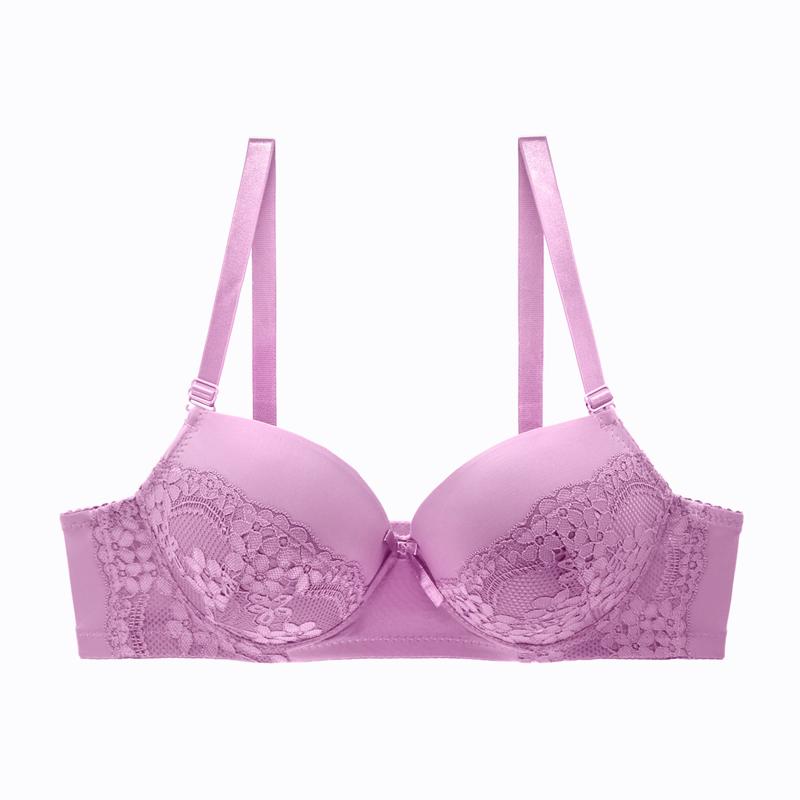 Женский бюстгальтер Тонкая форма C Чашка Бюстгальтеры без подкладок с цветочным кружевом, нижнее белье с проволокой