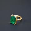Прямоугольное Кольцо с Зеленым Изумрудом, Ювелирные Изделия из Стерлингового Серебра 925 Пробы, Минималистичное Заявление Кольцо для Женщин