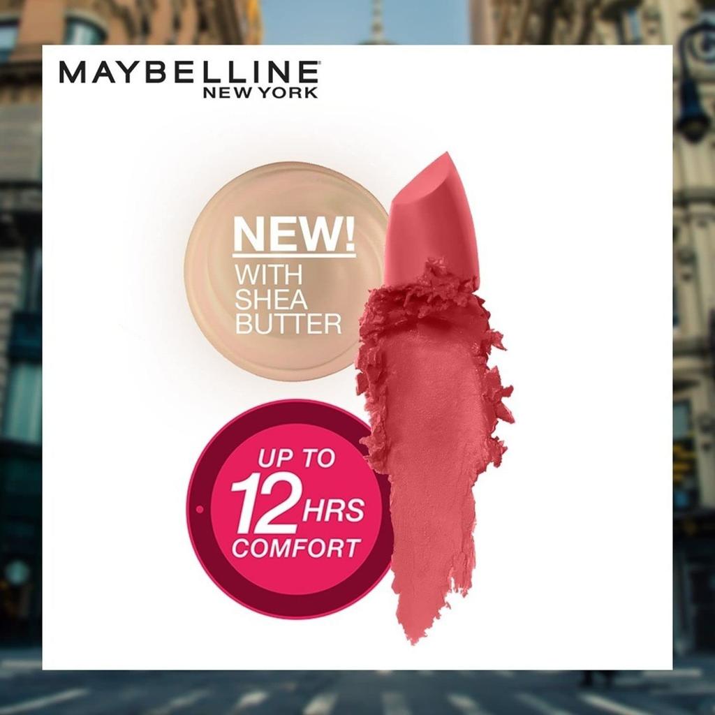 Maybelline New York Color Sensational Creamy Matte Lipstick Hydrating Long-Lasting 3.9g Intense Shades 671 Heated Pink