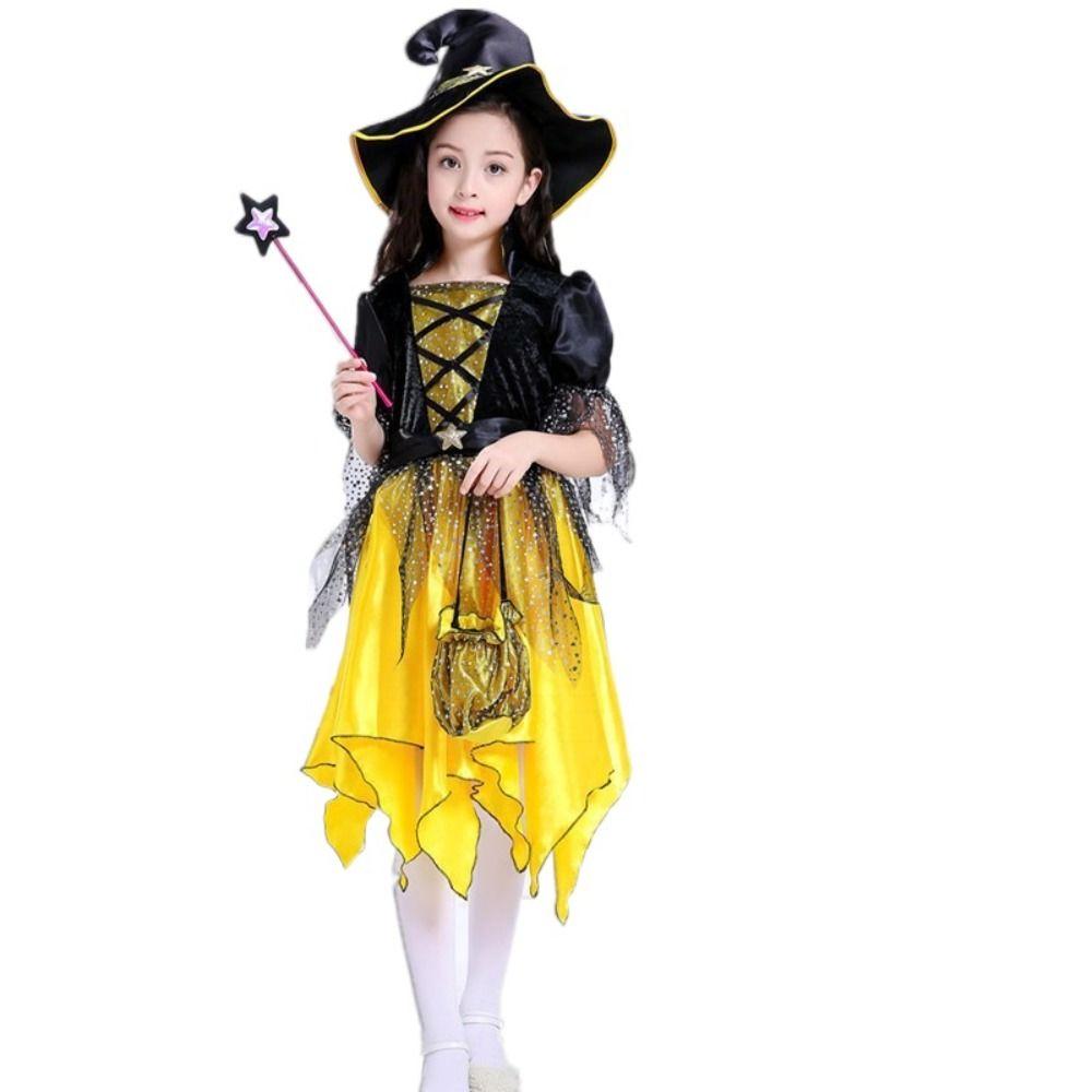 Clothes Halloween Witch Costume Glittery Mesh Dress Kid's Halloween Costume  Festival Party