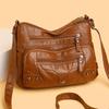 Винтажная сумка через плечо с большой вместимостью Повседневная косая сумка из мягкой искусственной кожи Сумка для матери среднего возраста