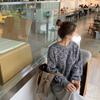 Casual Solid Knit Sweater Ladies V Neck Crew Neck Warm Daily Long Sleeve Blouse