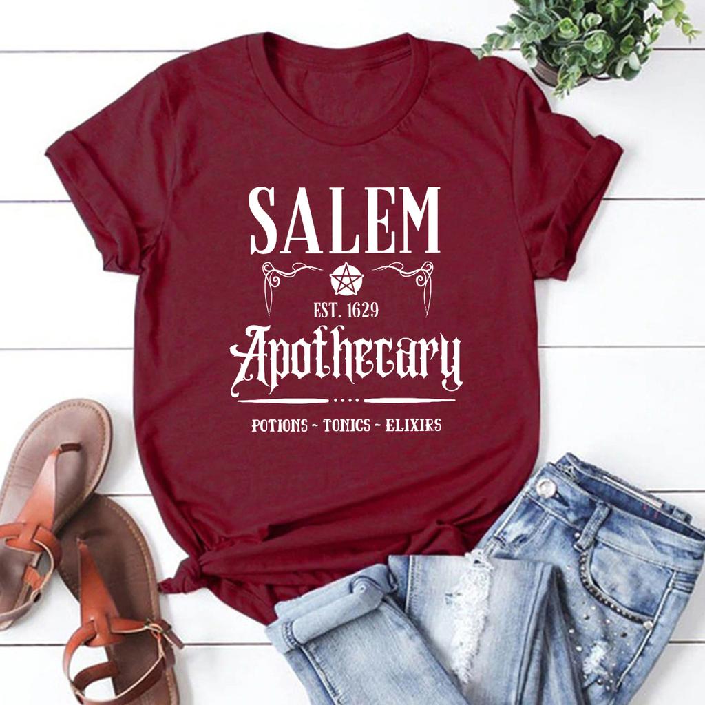 Футболка Salem Apothecary Футболка на Хэллоуин Футболка с изображением ведьм Футболка с изображением сестер-ведьм Смешная футболка на Хэллоуин Женские футболки Графические футболки