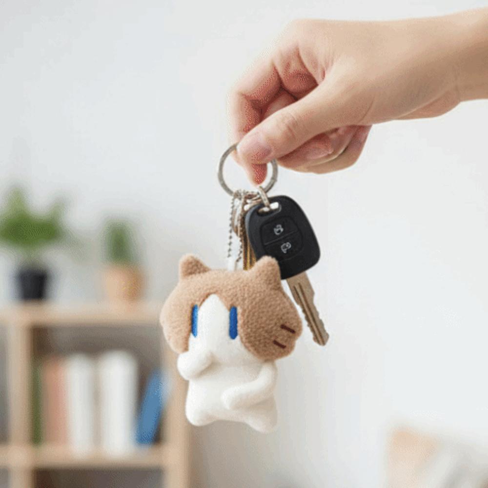 Mini Size Cat Plush Doll Keyring Exquisite Design Kitten Plush Keychain Living Room Decor