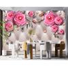 Европейские цветы 3D настенная фреска Современные украшения Розовый цветок розы Настенная фреска Гостиная Спальня Домашний декор
