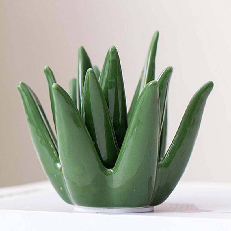 Керамическая подставка для колец с алоэ, поднос для украшений, блюдо для колец в виде кактуса, креативный органайзер для мелочей, тарелка для браслетов, ожерелий, серег