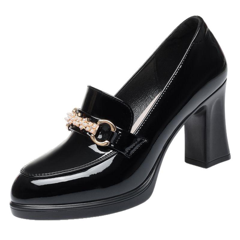 Люблю обувь мягкая подошва мягкая кожа бордовые женские туфли мягкая кожа водонепроницаемые стол высокий каблук туфли-лодочки для женщин среднего возраста с глубоким вырезом кожа