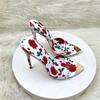 Sexy Fashionable Printed Slippers Shoes for Women's Sandals Summer Sexy Slippers Pointe Toe Thin Heels Stiletto Sandals 12cm