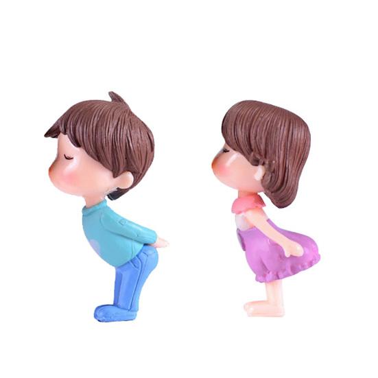 2Pcs Kiss Dolls Mini Landscape Ornaments Figurines Fairy Garden Dollhouse Decor