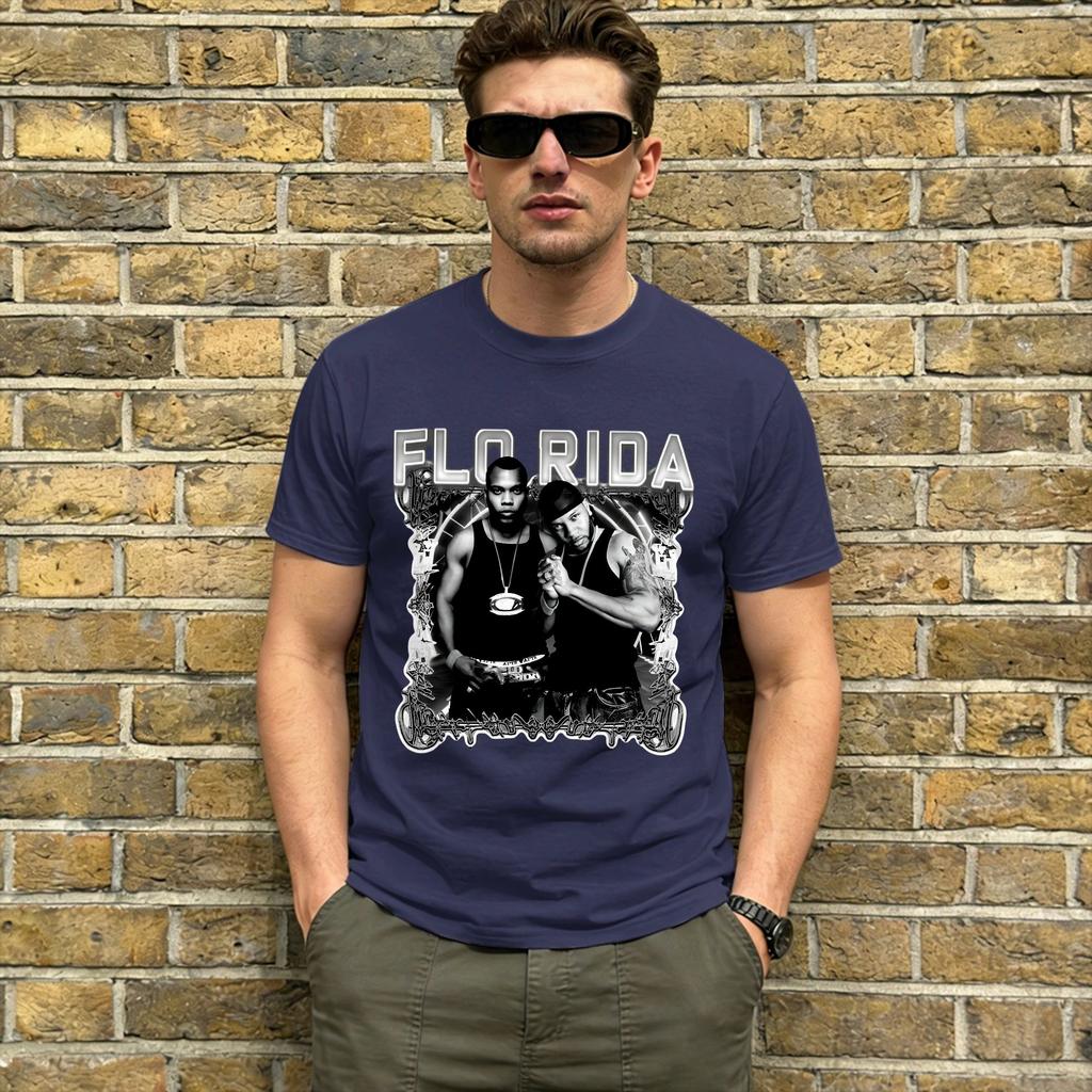 Rapper Flo Rida Tshirt For Unisex Vintage Pure Cotton Tee Shirt Round Neck Short Sleeve T Shirt Original Tops