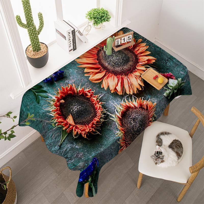 Sunflower Wallpaper-Style Tablecloths for Desks, Bedrooms, Living Rooms, and Coffee Tables